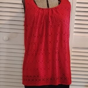 Christopher & Banks Vibrant Red Lace Tank Top